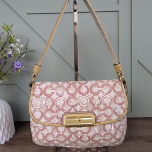 Coach Kristin Op Art Sequins Top Handle Pouch